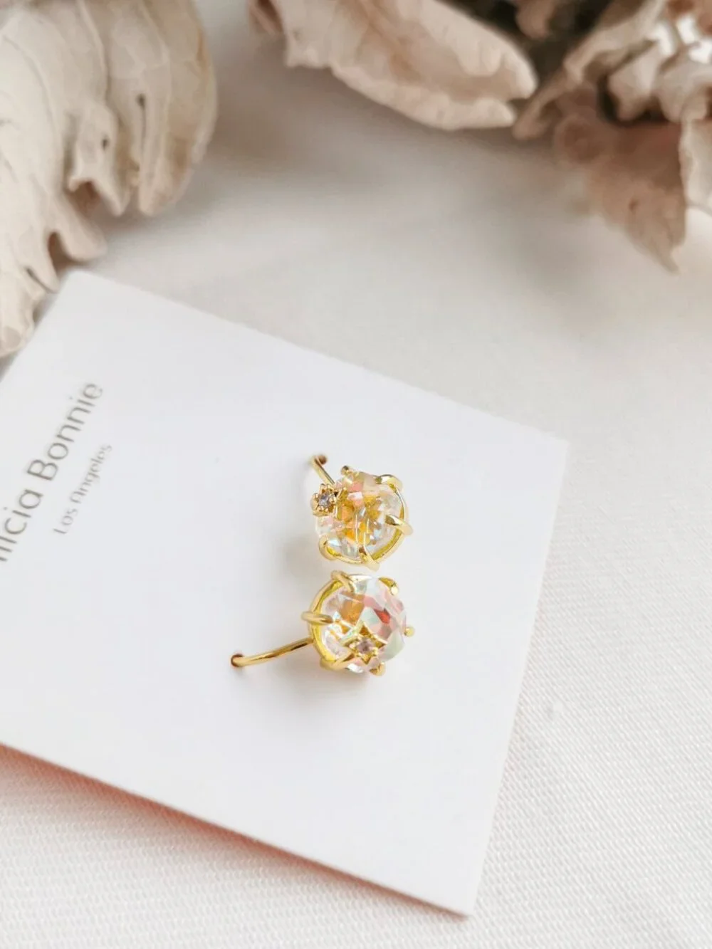 Alicia Bonnie Gem Star Gold Dichroic Glass Earrings NEW Perfect condition